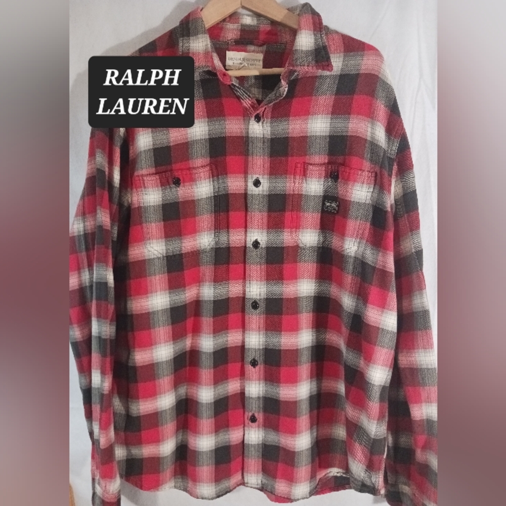 RALPH LAUREN Denim & Supply Flannel Mens 2X Or XXL 100 % Cotton